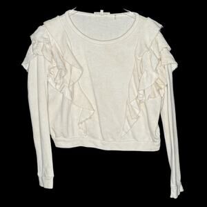 LoveShackFancy S Melanie Top Ruffle Front Detail Cream Tie Dye Coloring *flaw